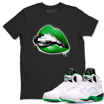 AJ5 Retro Lucky Green shirt to match jordans Lips Coin sneaker tees Air Jordan 5 Retro Lucky Green SNRT Sneaker Tees Casual Crew Neck T-Shirt Unisex Black 1 T-Shirt