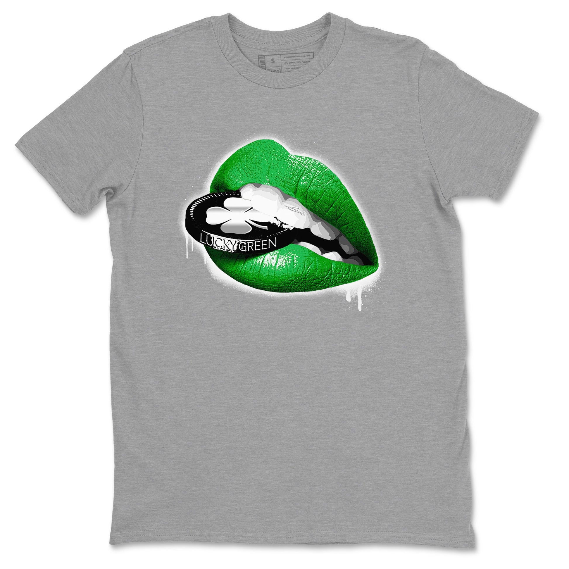 AJ5 Retro Lucky Green shirt to match jordans Lips Coin sneaker tees Air Jordan 5 Retro Lucky Green SNRT Sneaker Tees Casual Crew Neck T-Shirt Unisex Heather Grey 2 T-Shirt
