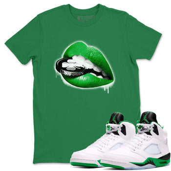AJ5 Retro Lucky Green shirt to match jordans Lips Coin sneaker tees Air Jordan 5 Retro Lucky Green SNRT Sneaker Tees Casual Crew Neck T-Shirt Unisex Kelly Green 1 T-Shirt