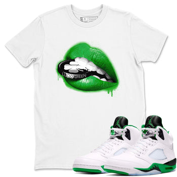 AJ5 Retro Lucky Green shirt to match jordans Lips Coin sneaker tees Air Jordan 5 Retro Lucky Green SNRT Sneaker Tees Casual Crew Neck T-Shirt Unisex White 1 T-Shirt
