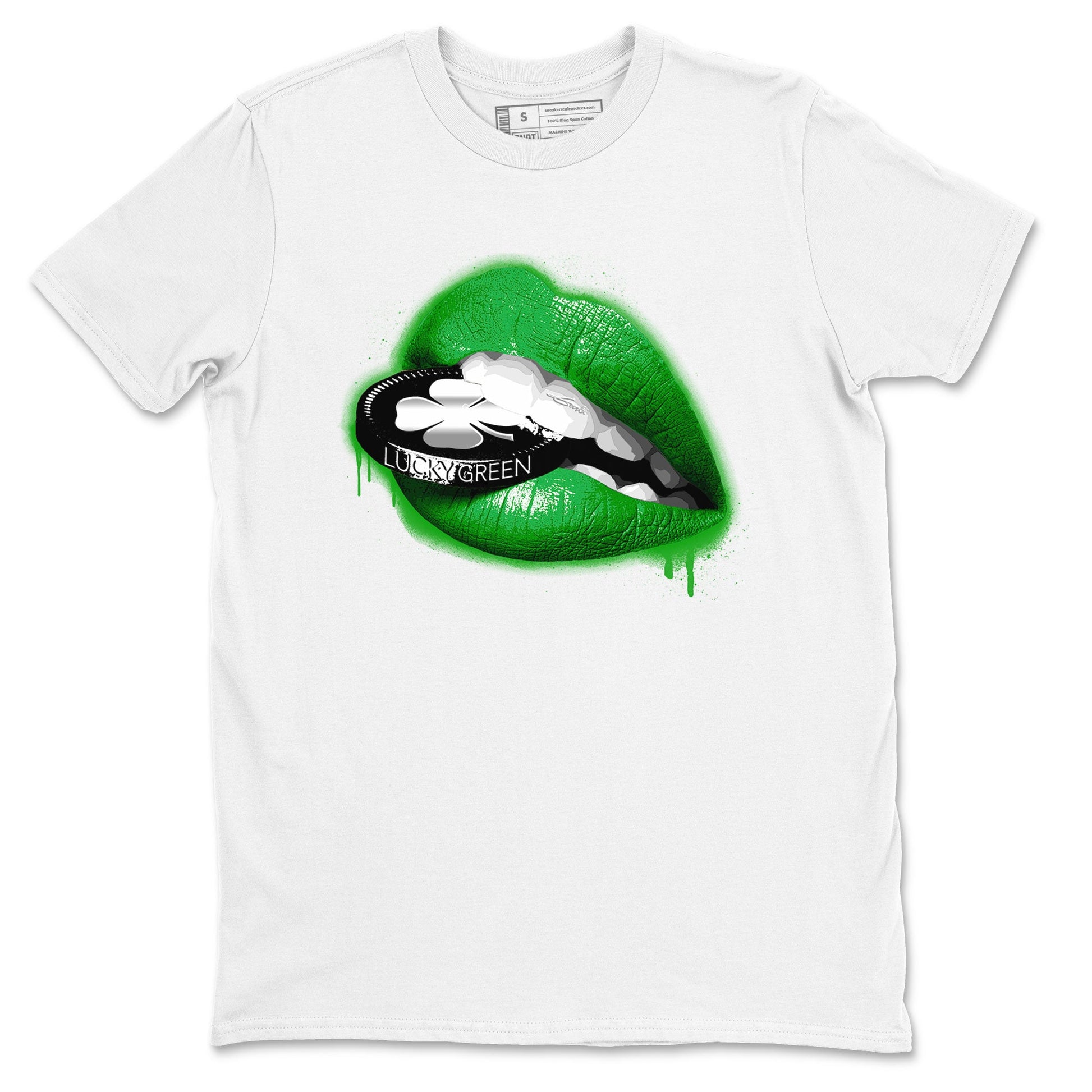 AJ5 Retro Lucky Green shirt to match jordans Lips Coin sneaker tees Air Jordan 5 Retro Lucky Green SNRT Sneaker Tees Casual Crew Neck T-Shirt Unisex White 2 T-Shirt