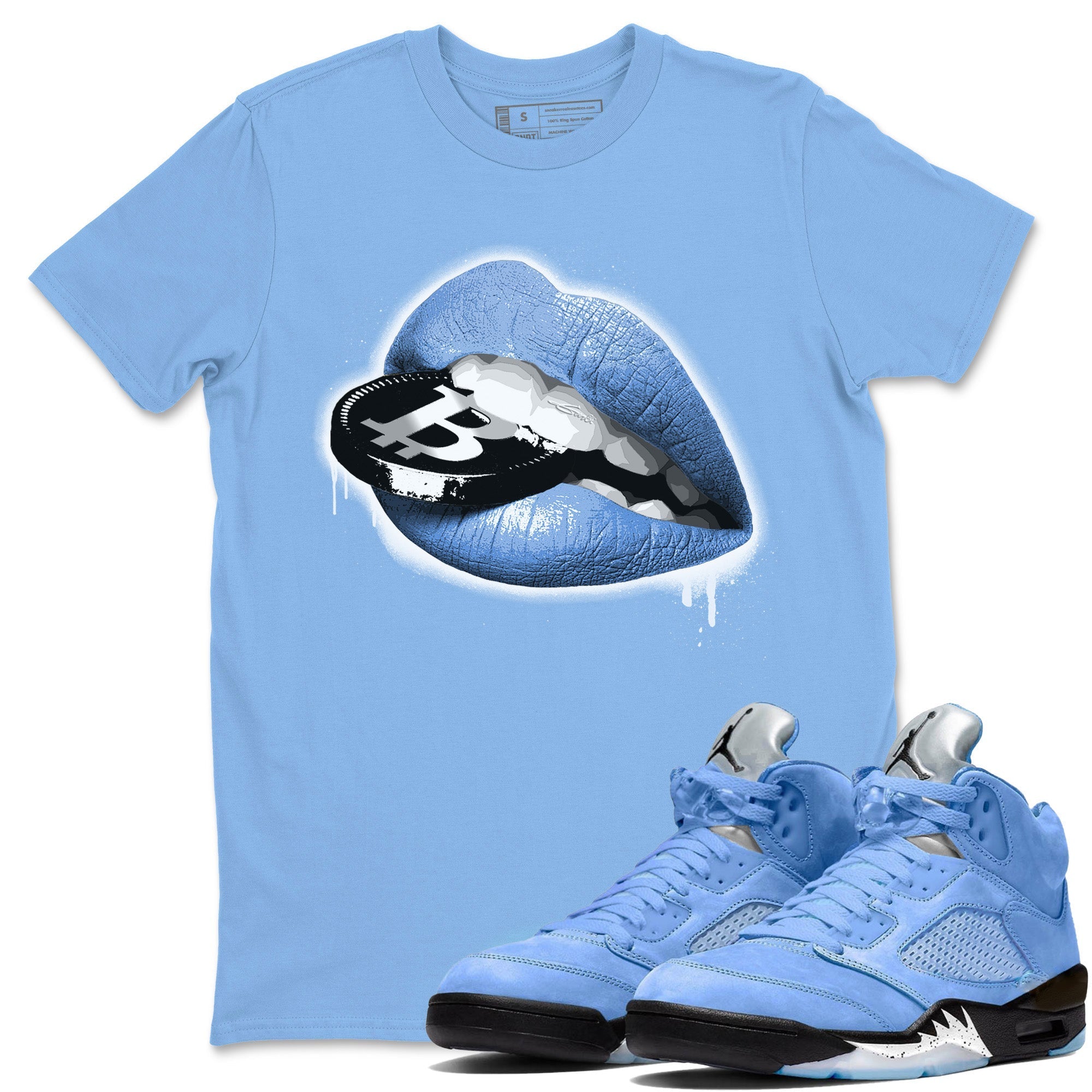 Jordan 5 UNC Sneaker Match Tees Lips Coin Sneaker Tees Jordan 5 UNC SNRT Sneaker Tees Unisex Shirts