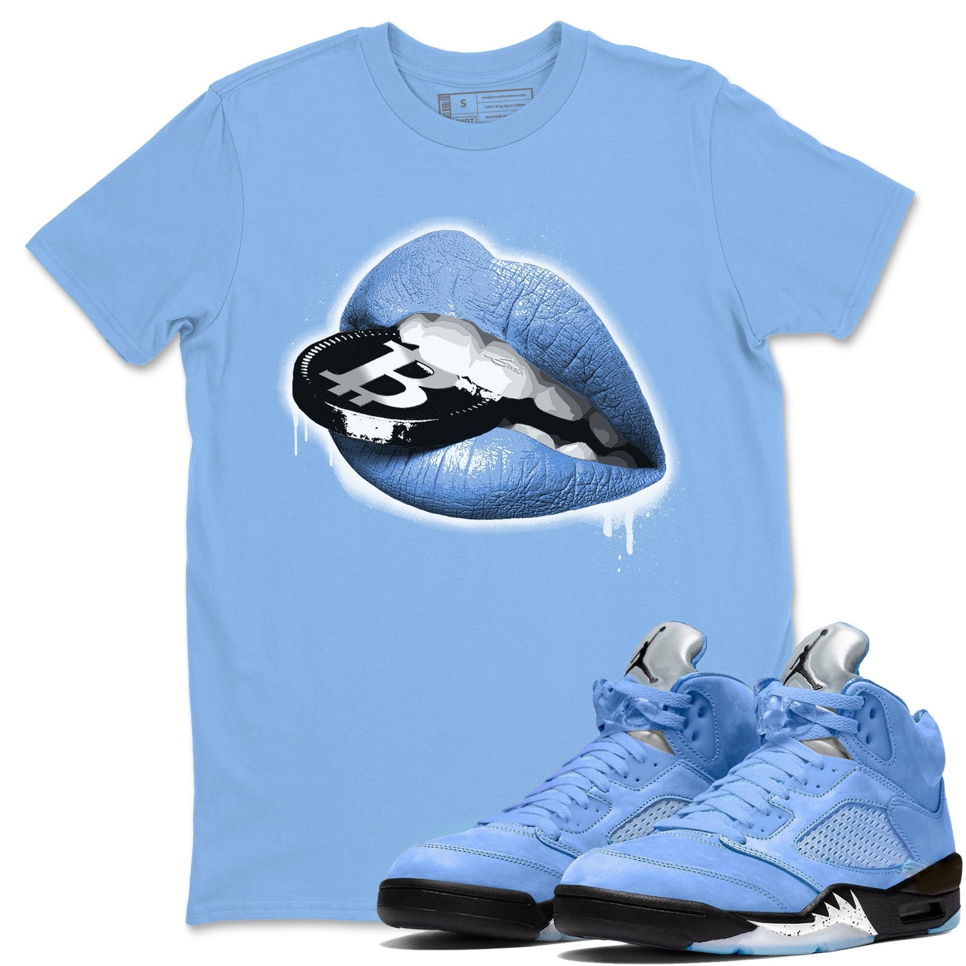 Jordan 5 UNC Sneaker Match Tees Lips Coin Sneaker Tees Jordan 5 UNC SNRT Sneaker Tees Unisex Shirts
