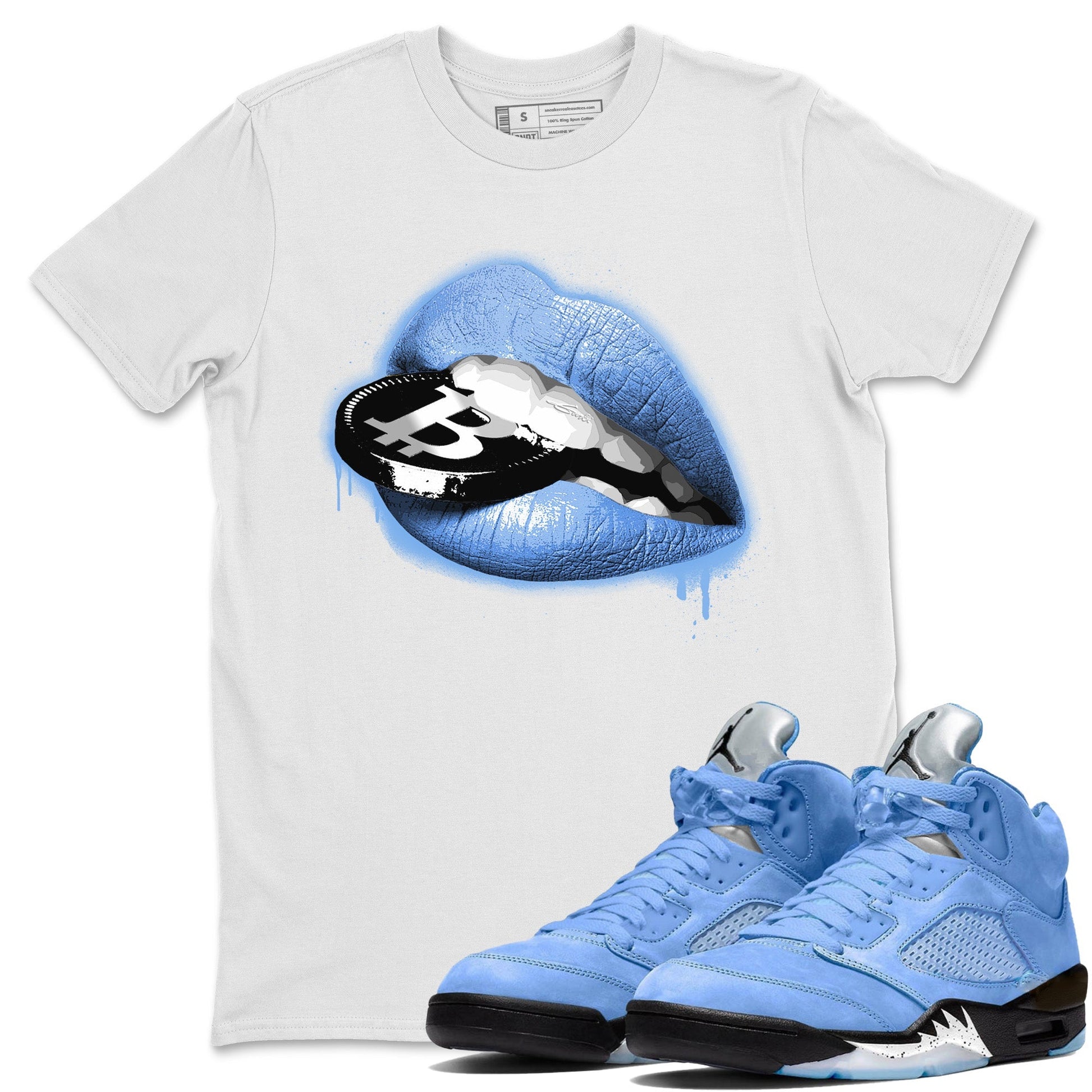 Jordan 5 UNC Sneaker Match Tees Lips Coin Sneaker Tees Jordan 5 UNC SNRT Sneaker Tees Unisex Shirts