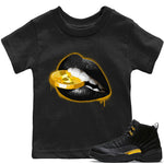 Jordan 12 Black Taxi Sneaker Match Tees Lips Coin Sneaker Tees Jordan 12 Black Taxi Sneaker Release Tees Kids Shirts