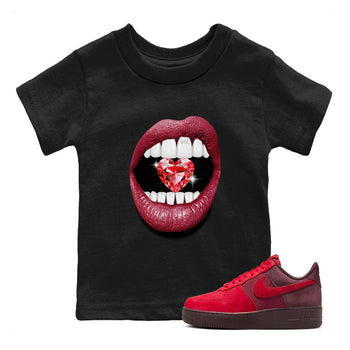 Lips Heart Diamond sneaker match tees to Special Valentine's Day street fashion brand for shirts to match Jordans SNRT Sneaker Tees Air Force 1 Valentines Day unisex t-shirt Black 1 youth shirt