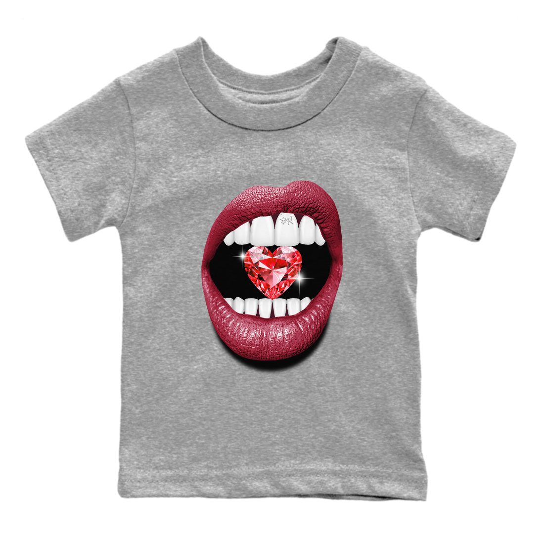 Lips Heart Diamond sneaker match tees to Special Valentine's Day street fashion brand for shirts to match Jordans SNRT Sneaker Tees Air Force 1 Valentines Day unisex t-shirt Heather Grey 2 youth shirt