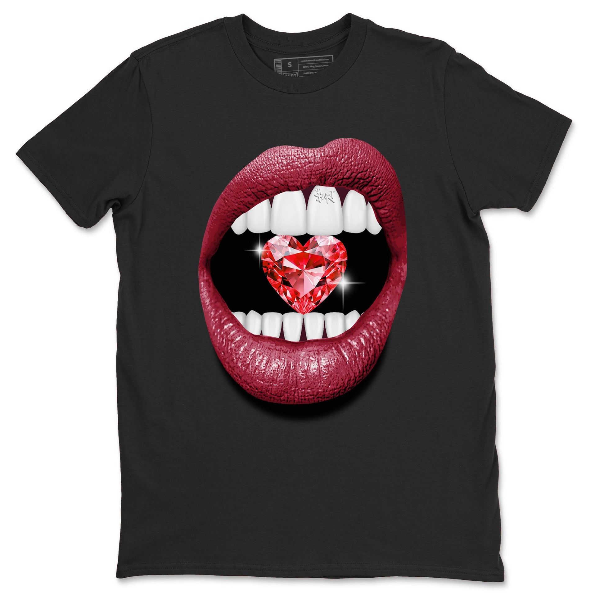 Lips Heart Diamond sneaker match tees to Special Valentine's Day street fashion brand for shirts to match Jordans SNRT Sneaker Tees Air Force 1 Valentines Day unisex t-shirt Black 2 unisex shirt