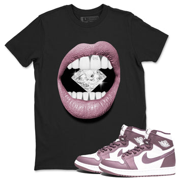 Air Jordan 1 Mauve shirt to match jordans Lips Diamond sneaker tees AJ1 High OG Mauve SNRT Sneaker Release Tees Crew Neck T-ShirtUnisex Black 1 T-Shirt