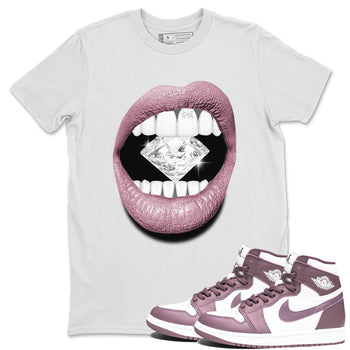 Air Jordan 1 Mauve shirt to match jordans Lips Diamond sneaker tees AJ1 High OG Mauve SNRT Sneaker Release Tees Crew Neck T-ShirtUnisex White 1 T-Shirt