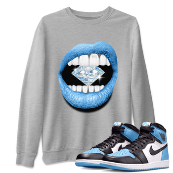 Air Jordan 1 Retro High OG UNC Toe Shirt to match Jordans Lips Diamond Sneaker Tees Air Jordan 1 High OG UNC Toe Tees Crew Neck T-Shirts Heather Grey 1