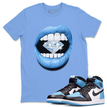Air Jordan 1 Retro High OG UNC Toe Shirt to match Jordans Lips Diamond Sneaker Tees Air Jordan 1 High OG UNC Toe Tees Crew Neck T-Shirts Carolina Blue 1