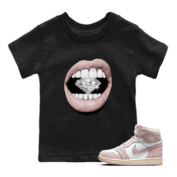 Air Jordan 1 Washed Pink Sneaker Match Tees Lips Diamond Sneaker Tees Air Jordan 1 High OG WMNS Washed Pink Tees Kids Shirts Black 1