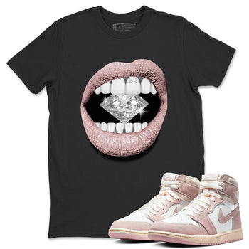 Air Jordan 1 Washed Pink Sneaker Match Tees Lips Diamond Sneaker Tees Air Jordan 1 High OG WMNS Washed Pink Tees Unisex Shirts Black 1
