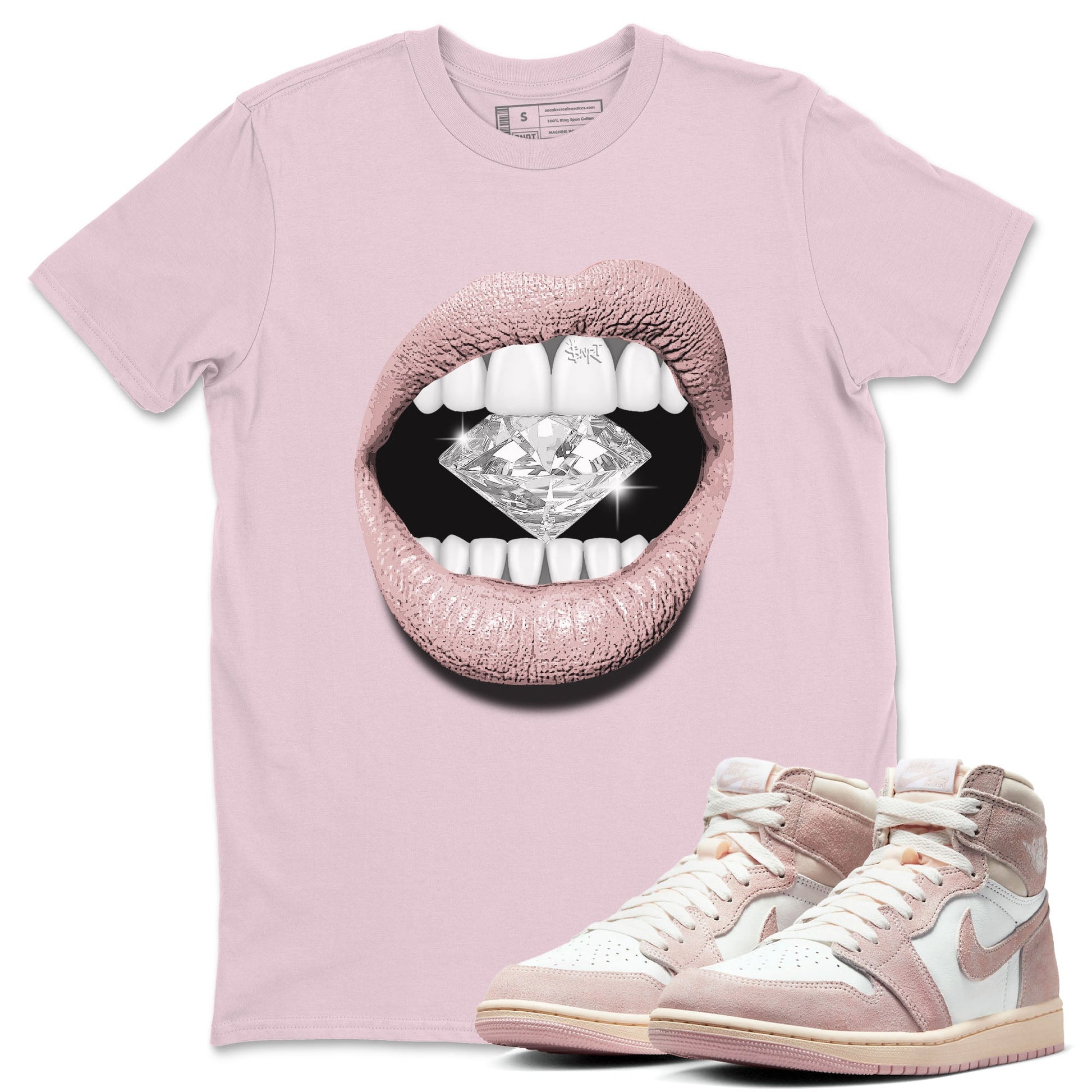Air Jordan 1 Washed Pink Sneaker Match Tees Lips Diamond Sneaker Tees Air Jordan 1 High OG WMNS Washed Pink Tees Unisex Shirts Pink 1