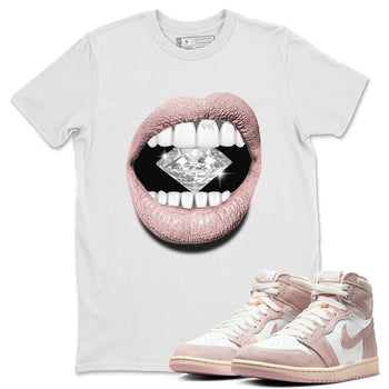 Air Jordan 1 Washed Pink Sneaker Match Tees Lips Diamond Sneaker Tees Air Jordan 1 High OG WMNS Washed Pink Tees Unisex Shirts White 1