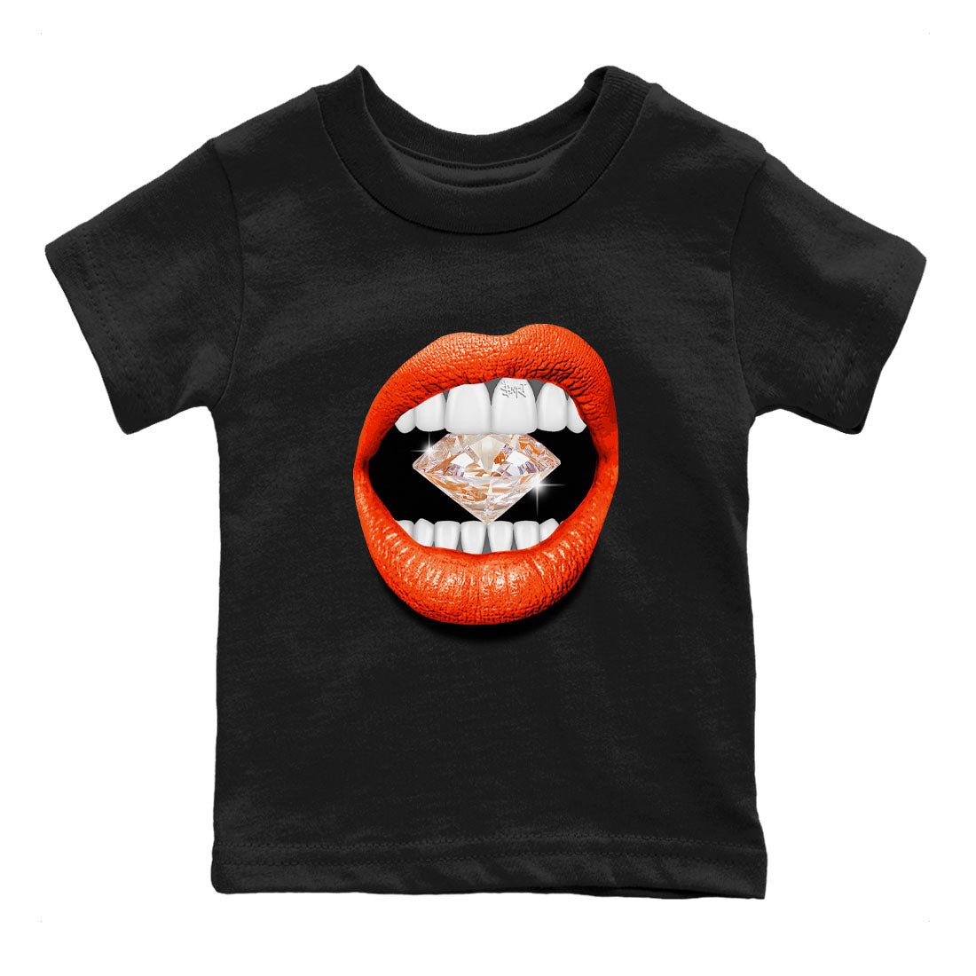 Air Jordan 12 Brilliant Orange Sneaker Match Tees Lips Diamond Sneaker Tees Air Jordan 12 WMNS Brilliant Orange Tees Kids Shirts Black 2