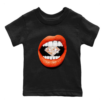 Air Jordan 12 Brilliant Orange Sneaker Match Tees Lips Diamond Sneaker Tees Air Jordan 12 WMNS Brilliant Orange Tees Kids Shirts Black 2