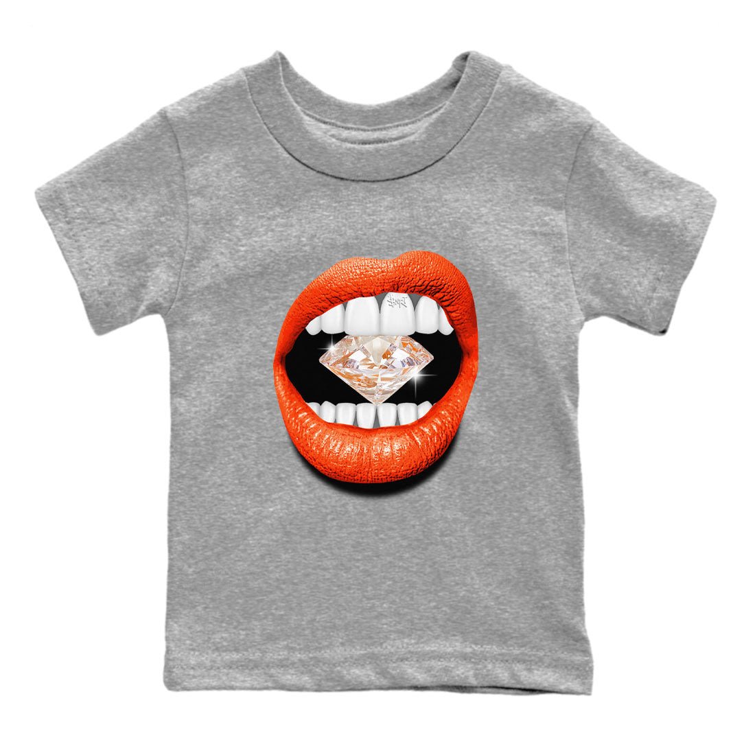Air Jordan 12 Brilliant Orange Sneaker Match Tees Lips Diamond Sneaker Tees Air Jordan 12 WMNS Brilliant Orange Tees Kids Shirts Heather Grey 2