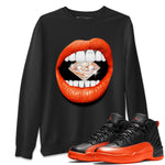 Air Jordan 12 Brilliant Orange Sneaker Match Tees Lips Diamond Sneaker Tees Air Jordan 12 WMNS Brilliant Orange Tees Unisex Shirts Black 1