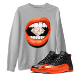Air Jordan 12 Brilliant Orange Sneaker Match Tees Lips Diamond Sneaker Tees Air Jordan 12 WMNS Brilliant Orange Tees Unisex Shirts Heather Grey 1