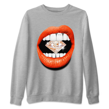 Air Jordan 12 Brilliant Orange Sneaker Match Tees Lips Diamond Sneaker Tees Air Jordan 12 WMNS Brilliant Orange Tees Unisex Shirts Heather Grey 2