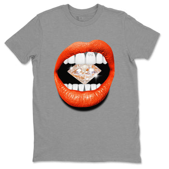 Air Jordan 12 Brilliant Orange Sneaker Match Tees Lips Diamond Sneaker Tees Air Jordan 12 WMNS Brilliant Orange Tees Unisex Shirts Heather Grey 2