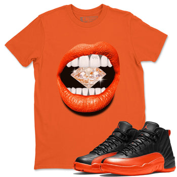 Air Jordan 12 Brilliant Orange Sneaker Match Tees Lips Diamond Sneaker Tees Air Jordan 12 WMNS Brilliant Orange Tees Unisex Shirts Old Gold 1