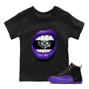 Air Jordan 12 Field Purple Sneaker Match Tees Lips Diamond Sneaker Tees Jordan Jordan 12 Lakers Sneaker Release Tees Kids Shirts Black 1