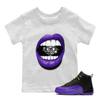 Air Jordan 12 Field Purple Sneaker Match Tees Lips Diamond Sneaker Tees Jordan Jordan 12 Lakers Sneaker Release Tees Kids Shirts White 1