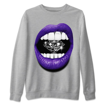 Air Jordan 12 Field Purple Sneaker Match Tees Lips Diamond Sneaker Tees Jordan Jordan 12 Lakers Sneaker Release Tees Unisex Shirts Heather Grey 2