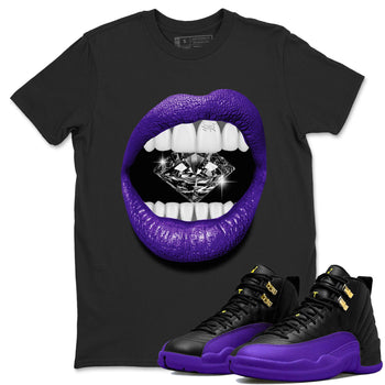 Air Jordan 12 Field Purple Sneaker Match Tees Lips Diamond Sneaker Tees Jordan Jordan 12 Lakers Sneaker Release Tees Unisex Shirts Black 1