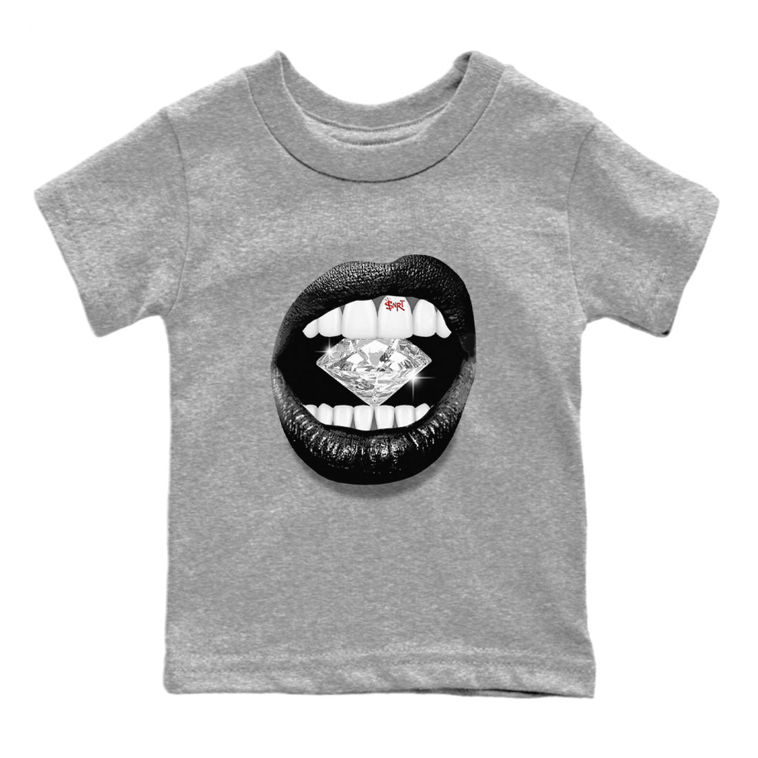 Air Jordan 13 Black Flint Sneaker Match Tees Lips Diamond Sneaker Tees Air Jordan 13 Retro Black Flint Tees Kids Shirts Heather Grey 2