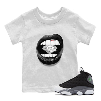 Air Jordan 13 Black Flint Sneaker Match Tees Lips Diamond Sneaker Tees Air Jordan 13 Retro Black Flint Tees Kids Shirts White 1