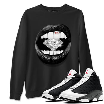 Air Jordan 13 Black Flint Sneaker Match Tees Lips Diamond Sneaker Tees Air Jordan 13 Retro Black Flint Tees Unisex Shirts Black 1