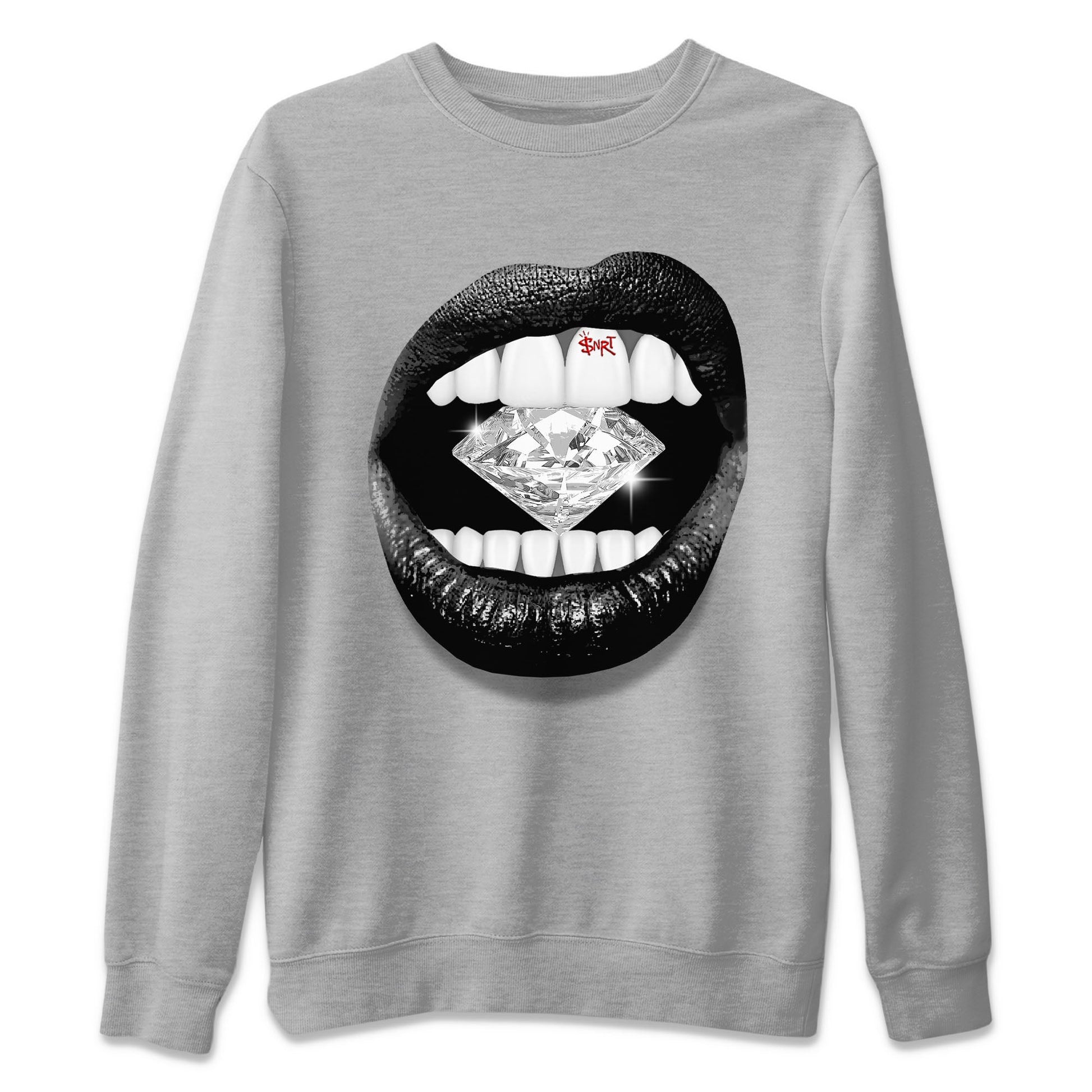 Air Jordan 13 Black Flint Sneaker Match Tees Lips Diamond Sneaker Tees Air Jordan 13 Retro Black Flint Tees Unisex Shirts Heather Grey 2