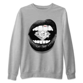 Air Jordan 13 Black Flint Sneaker Match Tees Lips Diamond Sneaker Tees Air Jordan 13 Retro Black Flint Tees Unisex Shirts Heather Grey 2