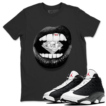 Air Jordan 13 Black Flint Sneaker Match Tees Lips Diamond Sneaker Tees Air Jordan 13 Retro Black Flint Tees Unisex Shirts Black 1