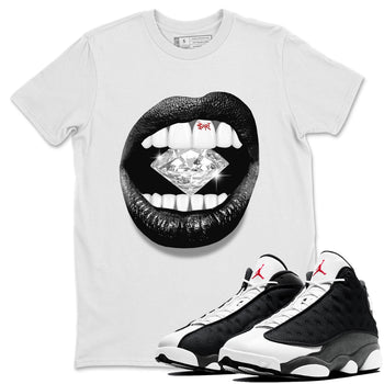 Air Jordan 13 Black Flint Sneaker Match Tees Lips Diamond Sneaker Tees Air Jordan 13 Retro Black Flint Tees Unisex Shirts White 1