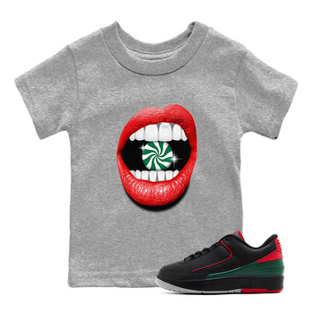 Air Jordan 2 Christmas shirt to match jordans Lips Diamond holiday christmas sneaker match tees AJ2 Low Christmas SNRT Sneaker Release Tees Baby Toddler Heather Grey 1 T-Shirt