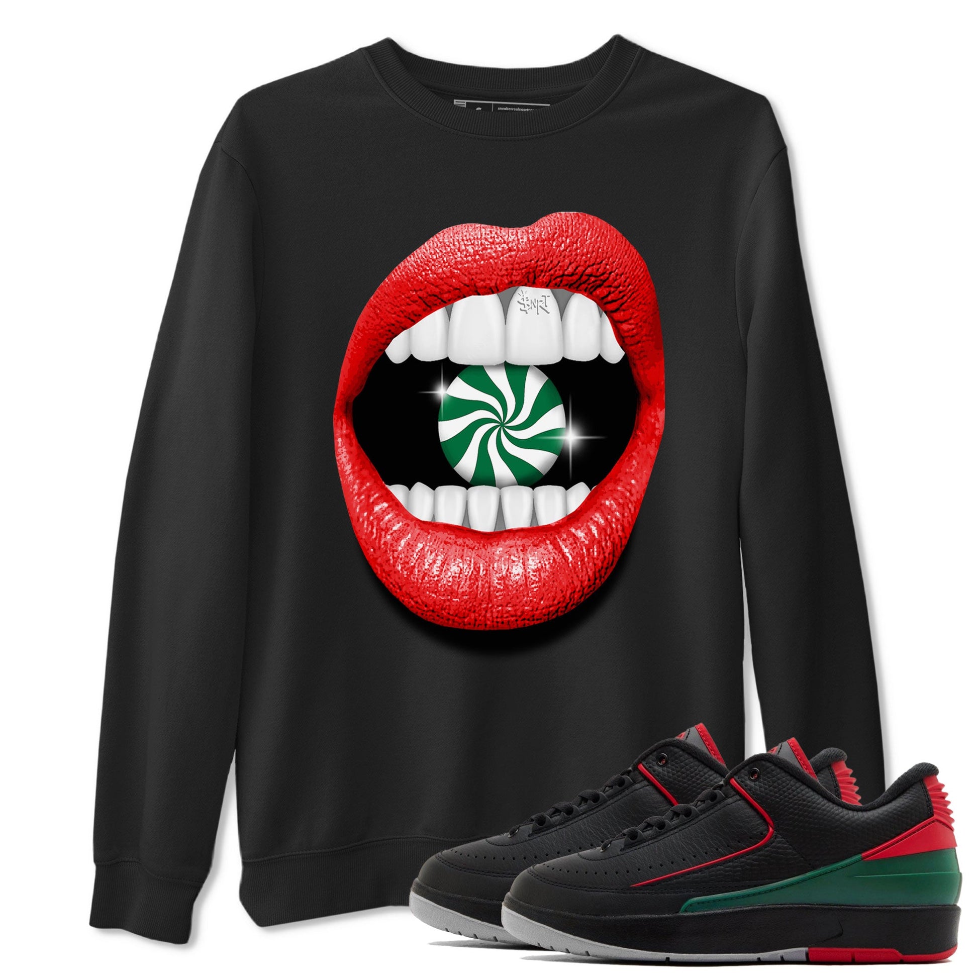 Air Jordan 2 Christmas shirt to match jordans Lips Diamond holiday christmas sneaker match tees AJ2 Low Christmas SNRT Sneaker Release Tees Unisex Black 1 T-Shirt