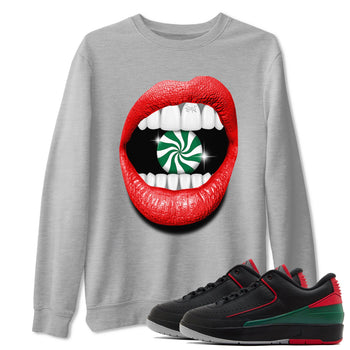 Air Jordan 2 Christmas shirt to match jordans Lips Diamond holiday christmas sneaker match tees AJ2 Low Christmas SNRT Sneaker Release Tees Unisex Heather Grey 1 T-Shirt