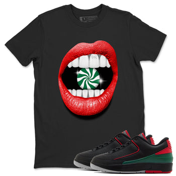 Air Jordan 2 Christmas shirt to match jordans Lips Diamond holiday christmas sneaker match tees AJ2 Low Christmas SNRT Sneaker Release Tees Unisex Black 1 T-Shirt