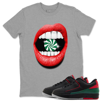 Air Jordan 2 Christmas shirt to match jordans Lips Diamond holiday christmas sneaker match tees AJ2 Low Christmas SNRT Sneaker Release Tees Unisex Heather Grey 1 T-Shirt