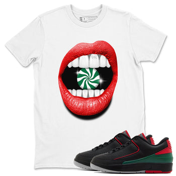 Air Jordan 2 Christmas shirt to match jordans Lips Diamond holiday christmas sneaker match tees AJ2 Low Christmas SNRT Sneaker Release Tees Unisex White 1 T-Shirt