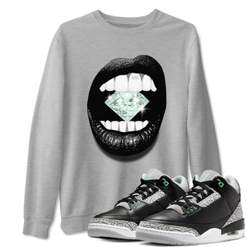3s Green Glow shirt to match jordans Lips Diamond sneaker tees Air Jordan 3 Green Glow SNRT Sneaker Release Tees unisex cotton Heather Grey 1 crew neck shirt