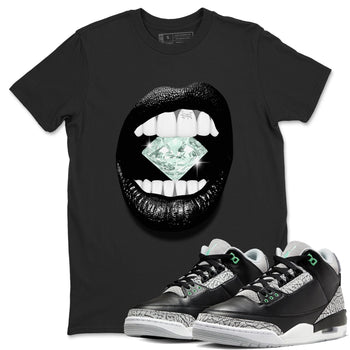 3s Green Glow shirt to match jordans Lips Diamond sneaker tees Air Jordan 3 Green Glow SNRT Sneaker Release Tees unisex cotton Black 1 crew neck shirt