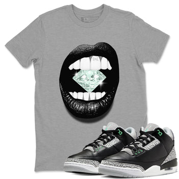 3s Green Glow shirt to match jordans Lips Diamond sneaker tees Air Jordan 3 Green Glow SNRT Sneaker Release Tees unisex cotton Heather Grey 1 crew neck shirt