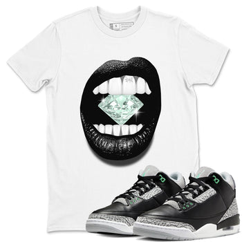 3s Green Glow shirt to match jordans Lips Diamond sneaker tees Air Jordan 3 Green Glow SNRT Sneaker Release Tees unisex cotton White 1 crew neck shirt