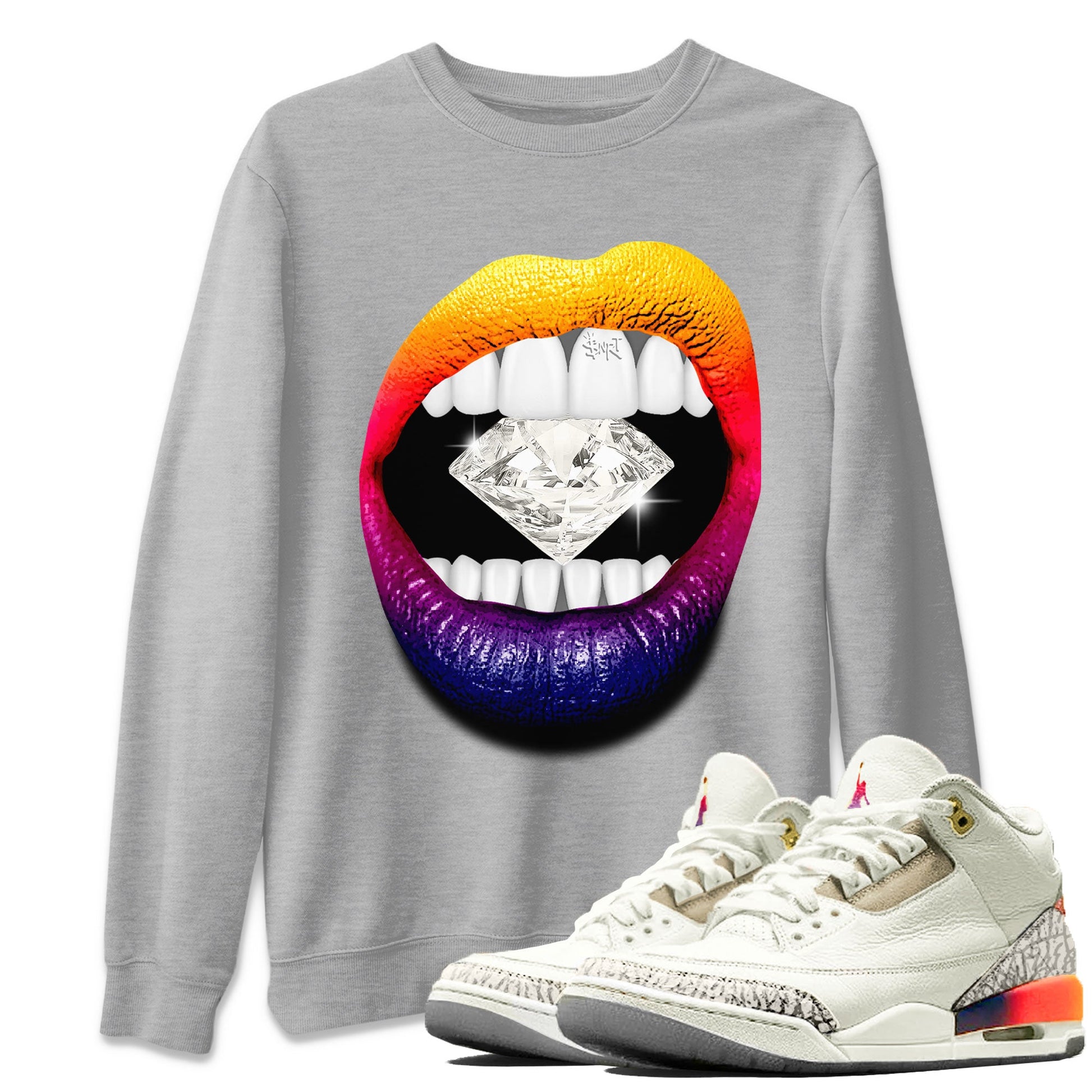Air Jordan 3 X J Balvin shirt to match jordans Lips Diamond sneaker tees Air Jordan 3 X J Balvin SNRT Sneaker Release Tees LGBT Pride T-Shirt Unisex Heather Grey 1 T-Shirt